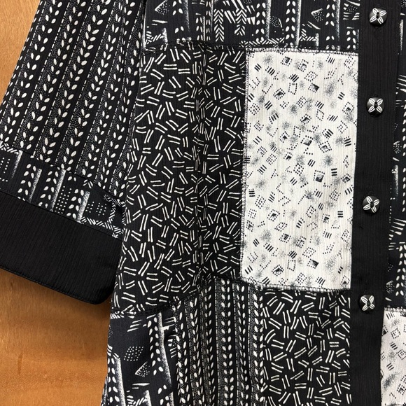 B&W funky patchwork button down, 10P - Picture 5 of 12